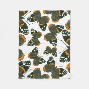 Red admiral butterfly pattern fleece blanket