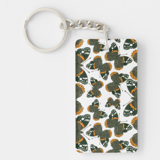 Red admiral butterfly  pattern key ring (Front)