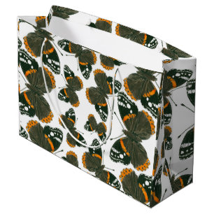 Red admiral butterfly pattern large gift bag
