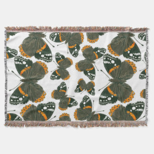 Red admiral butterfly pattern throw blanket