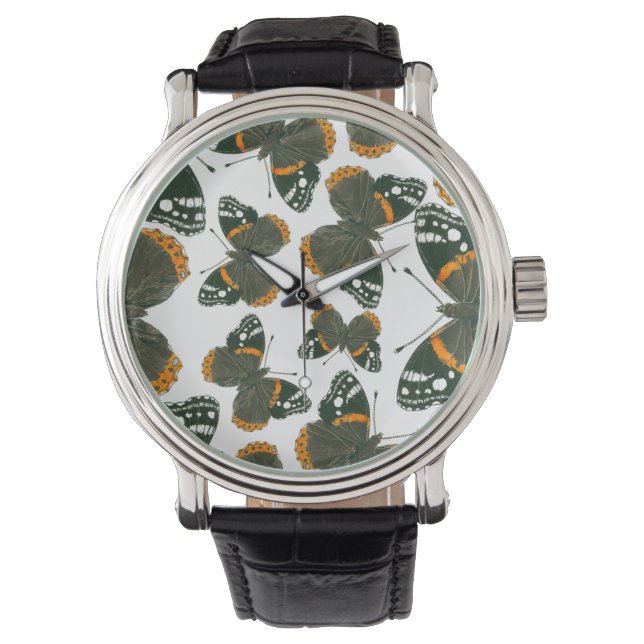 Red admiral butterfly  pattern watch (Front)