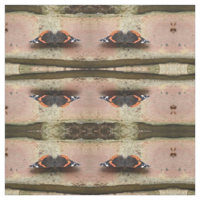 Red Admiral Butterfly Patterned Fabric (Swatch)
