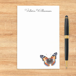 Red Admiral Butterfly Watercolor Personalized Post-it Notes