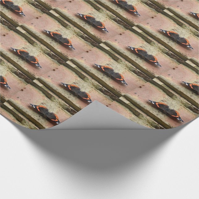 Red Admiral Butterfly Wrapping Paper (Corner)
