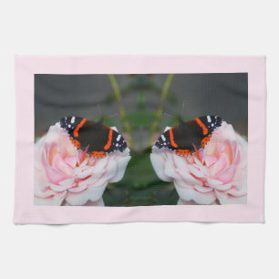 Red admirals tea towel