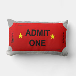 Red Admit One Ticket Home Theatre Design Lumbar Cushion