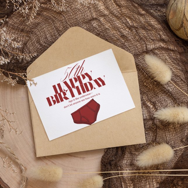 Red Adult birthday card Age is like Old underwear (Creator Uploaded)