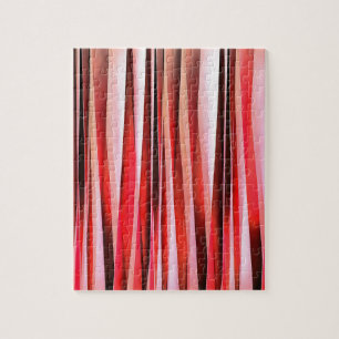 Red Adventure Striped Abstract Pattern Jigsaw Puzzle