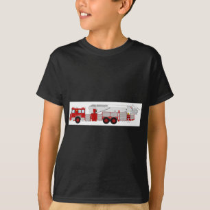 Red Aerial Scope Custom Fire Truck Design T-Shirt