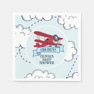 Red Aeroplane Baby Shower Napkin