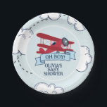 Red Aeroplane Baby Shower Paper Plate<br><div class="desc">Oh Boy! Red Aeroplane baby shower.</div>