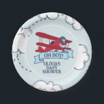 Red Aeroplane Baby Shower Paper Plate<br><div class="desc">Oh Boy! Red Aeroplane baby shower.</div>
