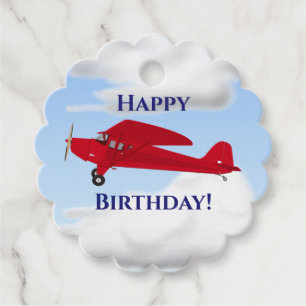 Red Aeroplane Birthday Favour Gift Tags