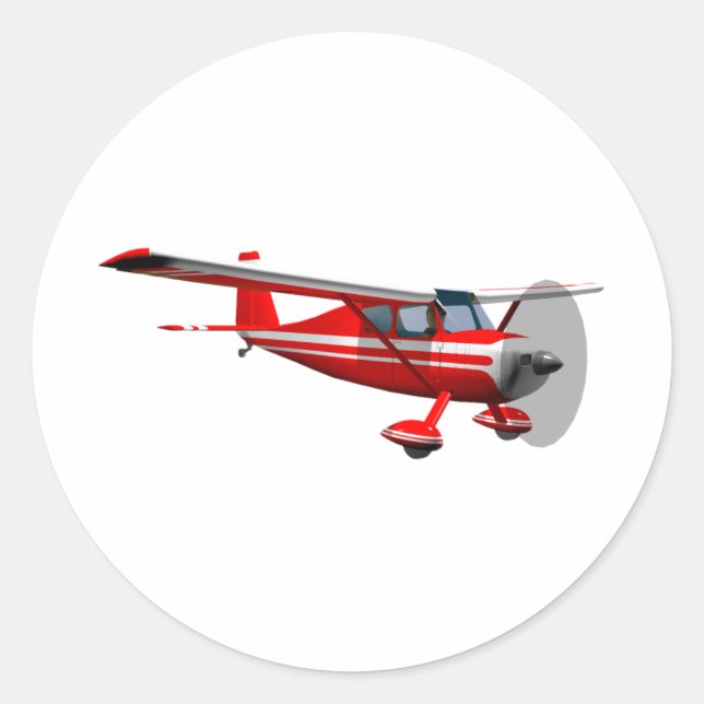 Red Aeroplane Classic Round Sticker (Front)