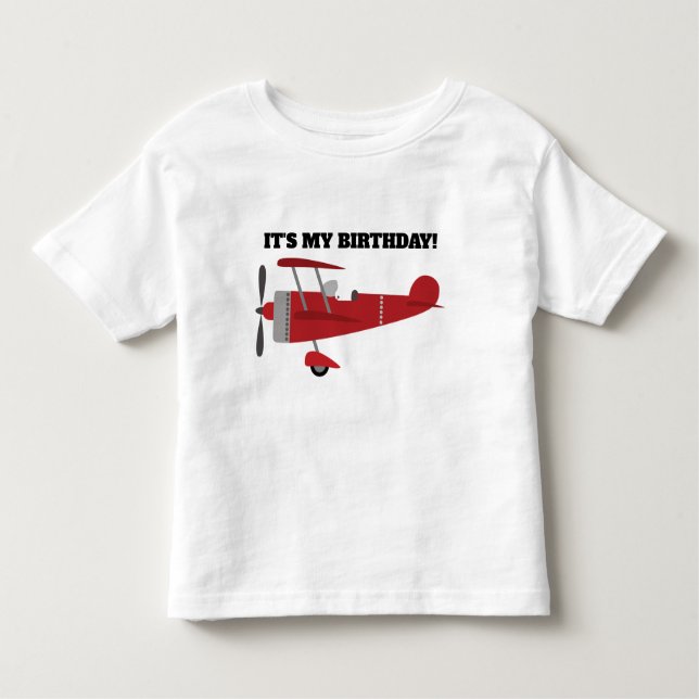 Red Aeroplane It's My Birthday Personalised Toddler T-Shirt (Front)