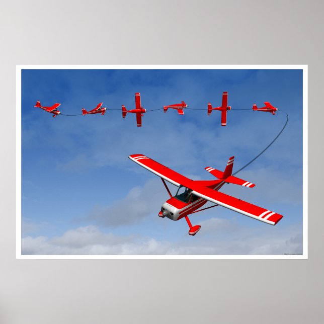 Red Aeroplane performing an aerobatic Snap Roll. Poster (Front)