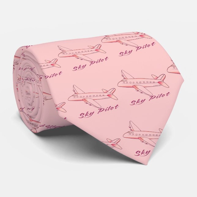 Red Aeroplane Sky Pilot Tie (Rolled)