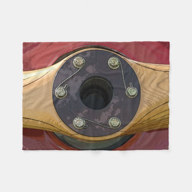 Red Aeroplane Wood Propeller Fleece Blanket (Front (Horizontal))
