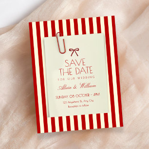 Red aesthetic wedding  invitation