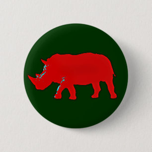 red africa rhinocerus . rhino 6 cm round badge