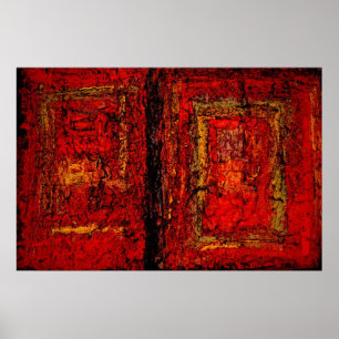 Red African Abstract Painting Art Print Poster
