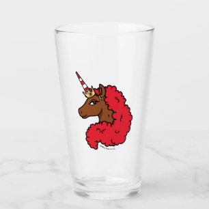 Red Afro Unicorn Glass
