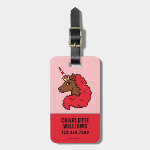 Red Afro Unicorn Luggage Tag