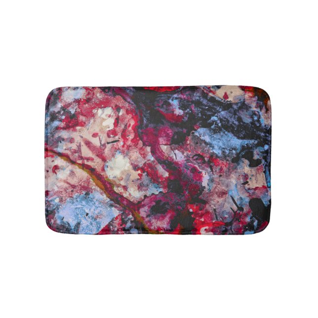 Red Agate Crystal Geode Abstract Bath Mat (Front)