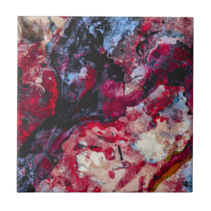 Red Agate Crystal Geode Abstract Ceramic Tile