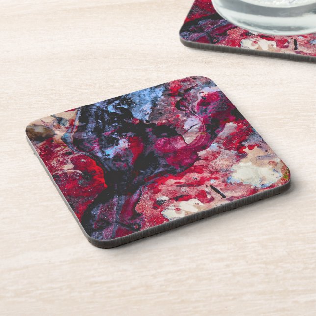 Red Agate Crystal Geode Abstract Coaster (Left Side)