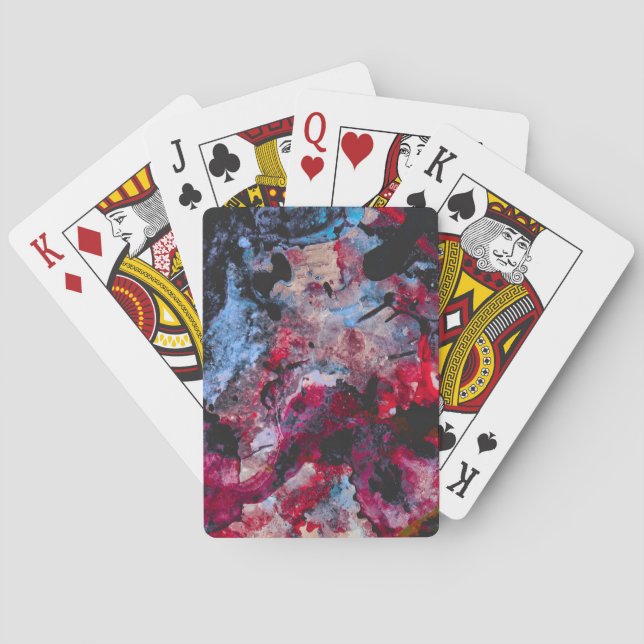 Red Agate Crystal Geode Abstract Playing Cards (Back)