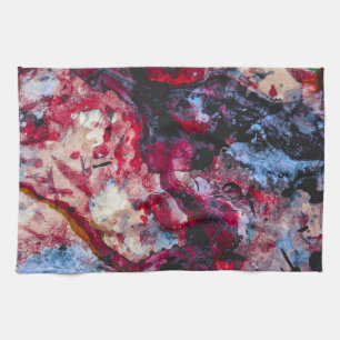 Red Agate Crystal Geode Abstract Tea Towel