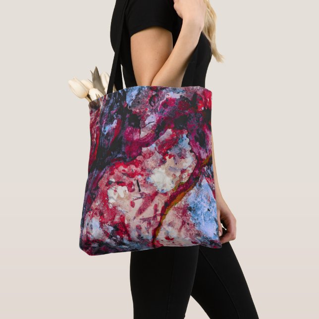 Red Agate Crystal Geode Abstract Tote Bag (Close Up)