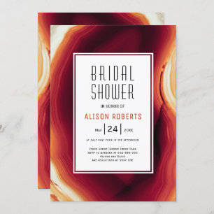 Red agate slice fall wedding bridal shower invitation
