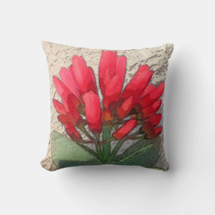 Red Agave Flowers Cushion