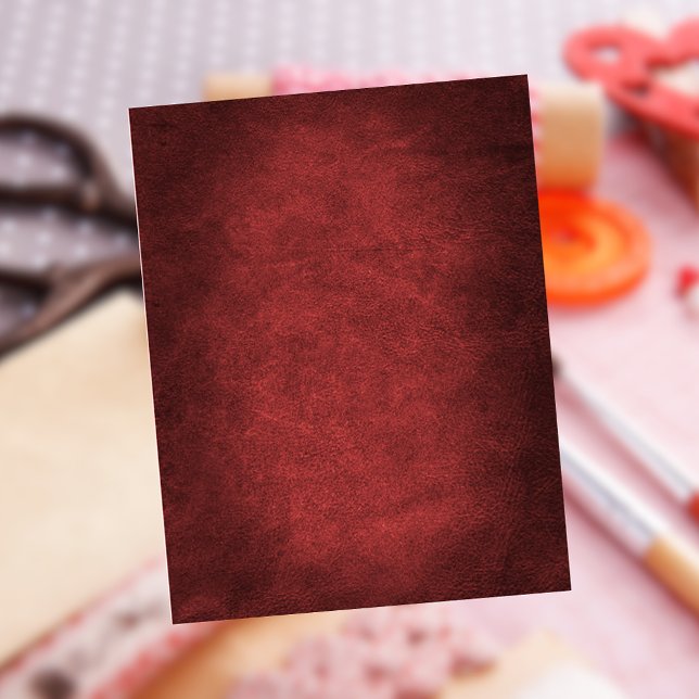 Red Aged Rustic Faux Leather Scrapbook Cardstock (Creator Uploaded)