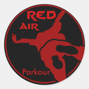 Red Air Parkour Classic Round Sticker