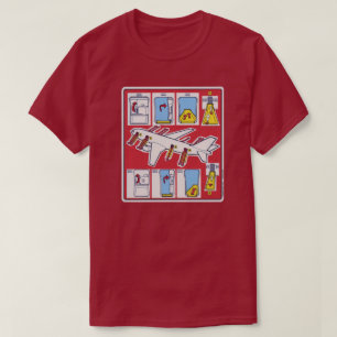 Red Airline Emergency Safety Card T-Shirt