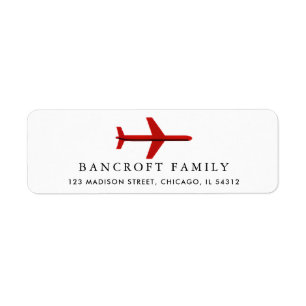 Red Airplane Return Address Label