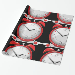 Red Alarm Clock Glossy Wrapping Paper