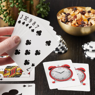 Red Alarm Clock Playing Cards