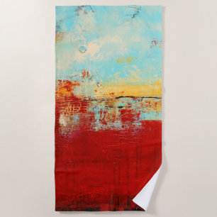 Red Alaskan Abstract Beach Towel