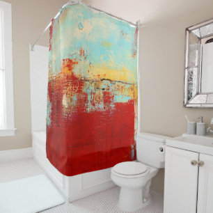 Red Alaskan Abstract Shower Curtain