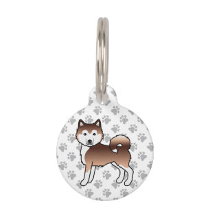 Red Alaskan Malamute Cute Cartoon Dog Pet Tag