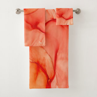 Red alcohol ink  bath towel set