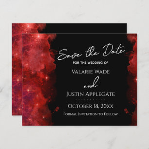 Red Alcohol Ink Save the Date Wedding