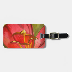 Red Alert lily flower watercolor art Luggage Tag