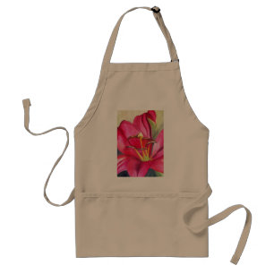 Red Alert Lily watercolor art flower painting Standard Apron