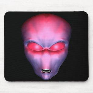 Red Alien Face Mouse Pad