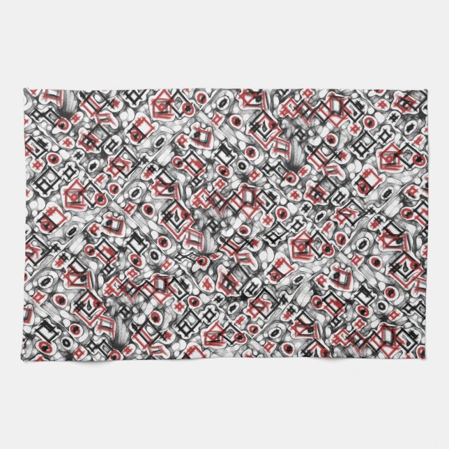 Red All Over Tea Towel (Horizontal)